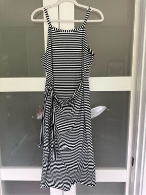 Navy and White Striped Tie-Waist Women’s Tank Dress